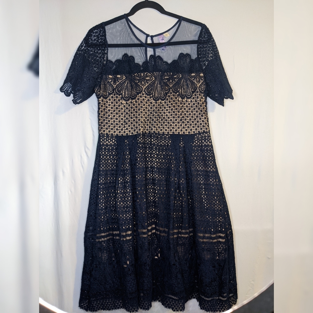 Elegant Blue Detailed Ayla Midi Dress